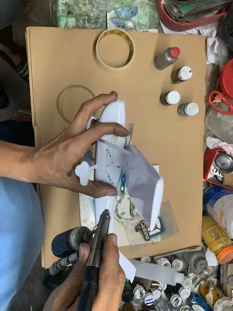 Hand painting stage at the Wingcraft Models workshop, photo 2