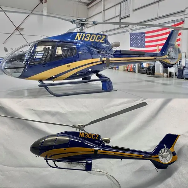 Handmade Airbus EC130 helicopter scale model built by Wingcraft Models