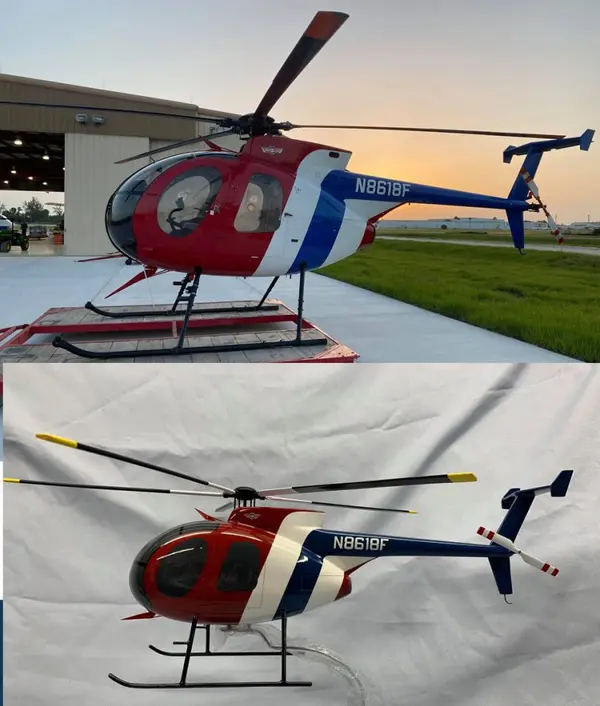 Handmade Hughes MD500 helicopter scale model built by Wingcraft Models
