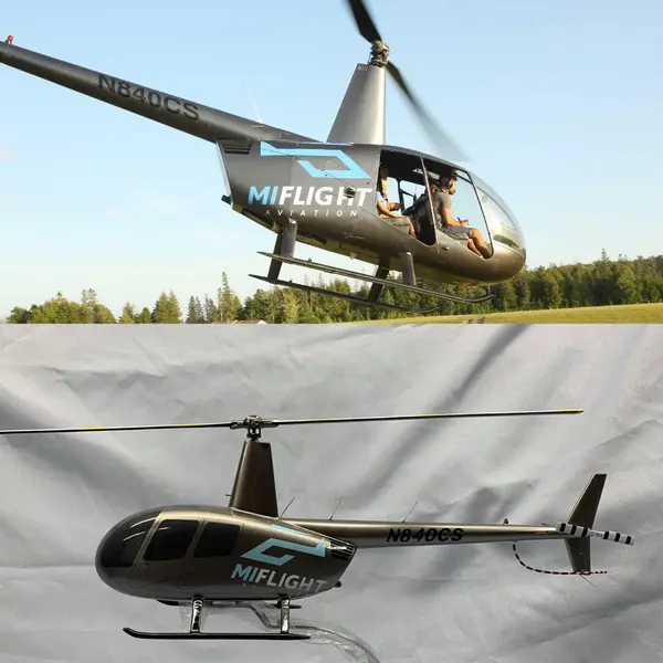 Handmade Robinson R44 helicopter scale model built by Wingcraft Models
