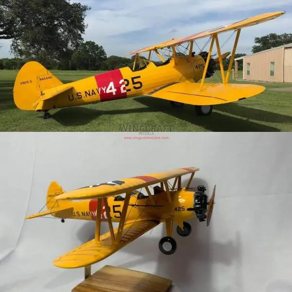 Handmade Boeing Stearman scale model built by Wingcraft Models